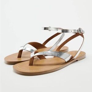 ZARA FLAT METALLIC SANDALS